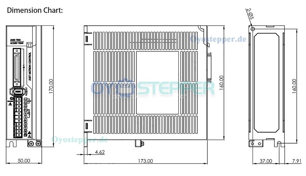 JAND10002-20B Servomotor-Treiber, 1000W, 180–240V, 1-Phasen, mit integriertem Bremswiderstand